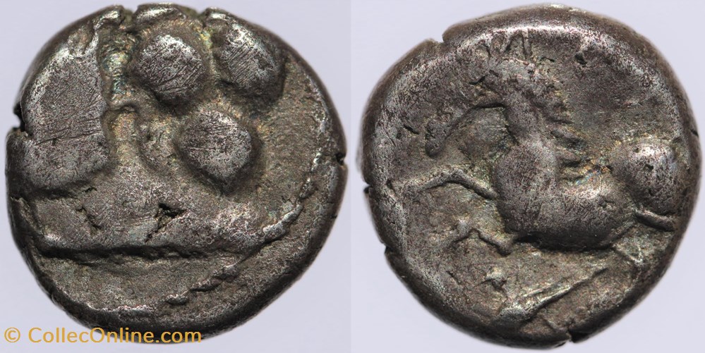 Arvernes - Drachme à l'oiseau monnaies antiques av jc ap celtes arvernes drachme a oiseau