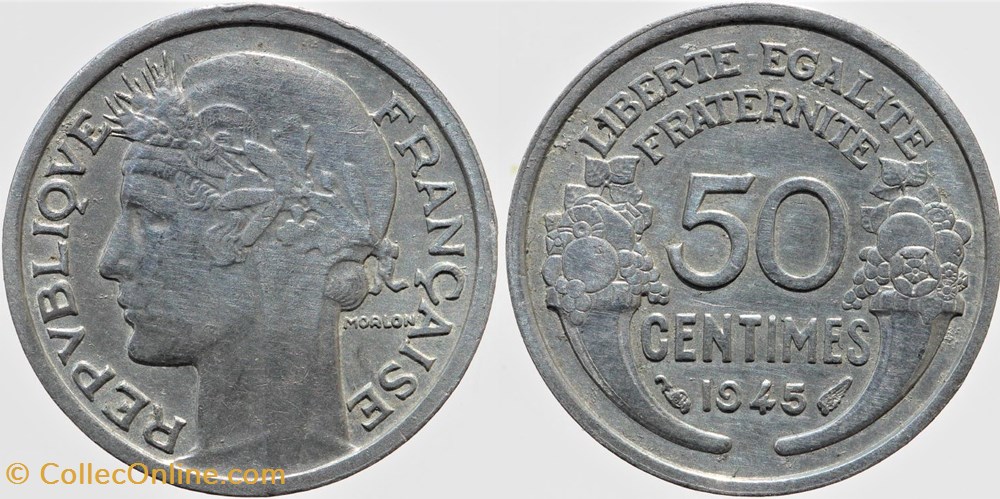 monnaies monde france f 194 morlon 50 c 1945