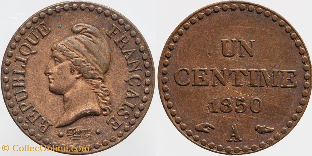 F-101 - Seconde République - 1 centime Dupré - 1850 Paris monnaies monde france f 101 seconde republique 1 centime dupre 1850 paris