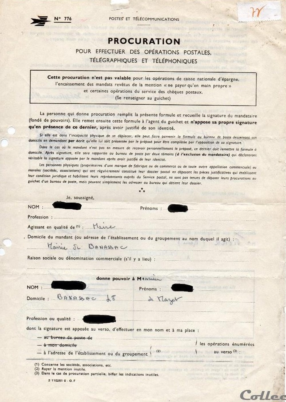 1972 - Type A9 (bleu) sur procuration 3 documents anciens marques postales europe 1972 type a9 bleu sur procuration