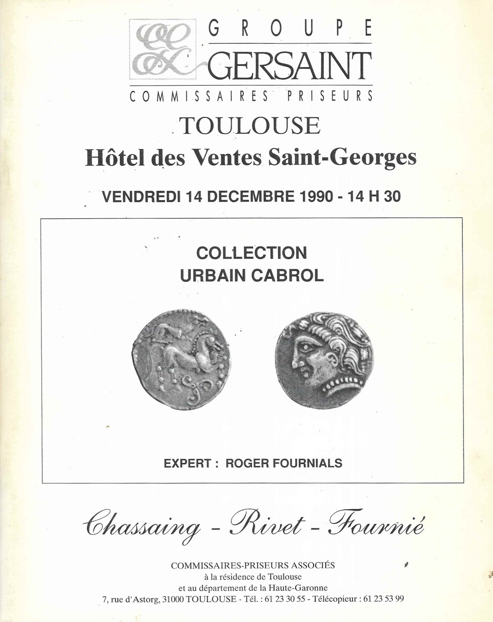 1990 - Vente collection U. Cabrol monnaies livres ouvrages 1990 vente collection u cabrol