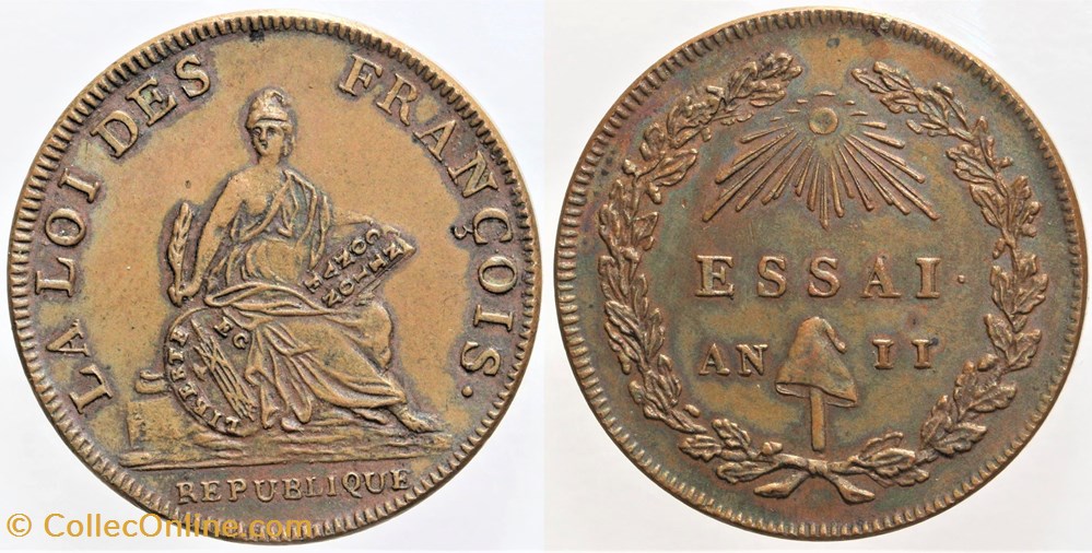 1793 - Convention - Essai du décime de Bernier monnaies monde france 1793 convention essai du decime de bernier
