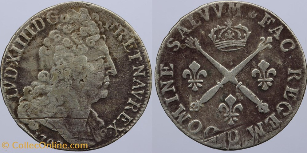 Dy 1565 - Louis XIV - 20 sols - 1707, Lyon monnaies europe medievale a france royales dy 1565 louis xiv 20 sols 1707 lyon