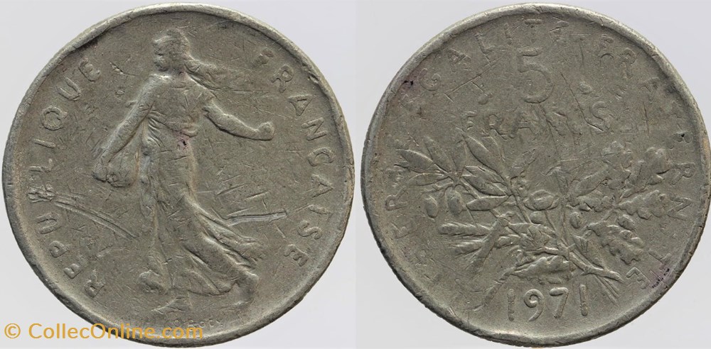 monnaies monde france f 341 roty 5 frs 1971 fausse