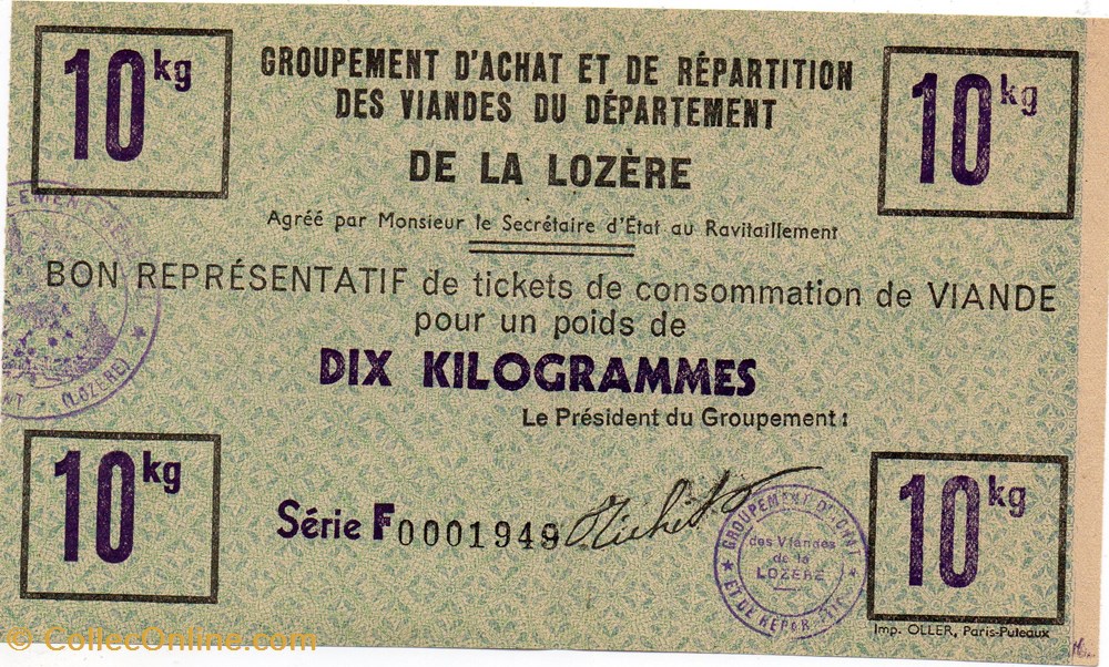 BON représentatif de 10 kg de viande billets europe france bon representatif de 10 kg de viande