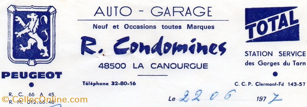 Condomines Roger (1977) documents anciens factures commerciaux condomines roger 1977