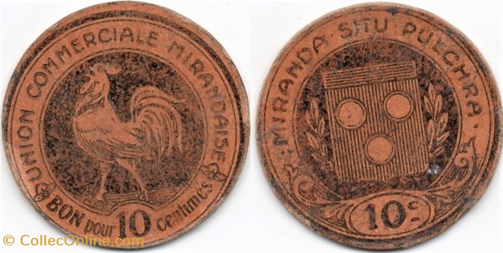 32 - Mirande- 10 centimes monnaies monde france 32 mirande 10 centimes