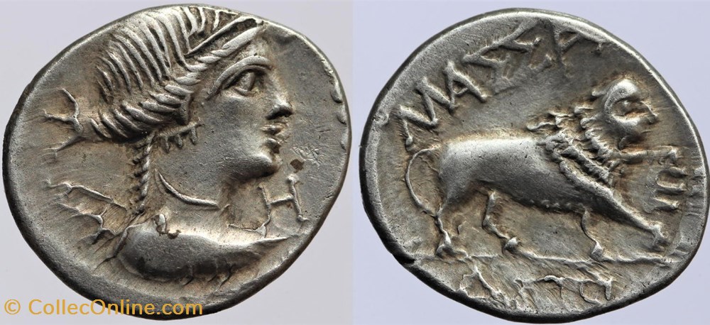 Massalia - Drachme légère au lion monnaies antiques av jc ap celtes massalia drachme legere au lion
