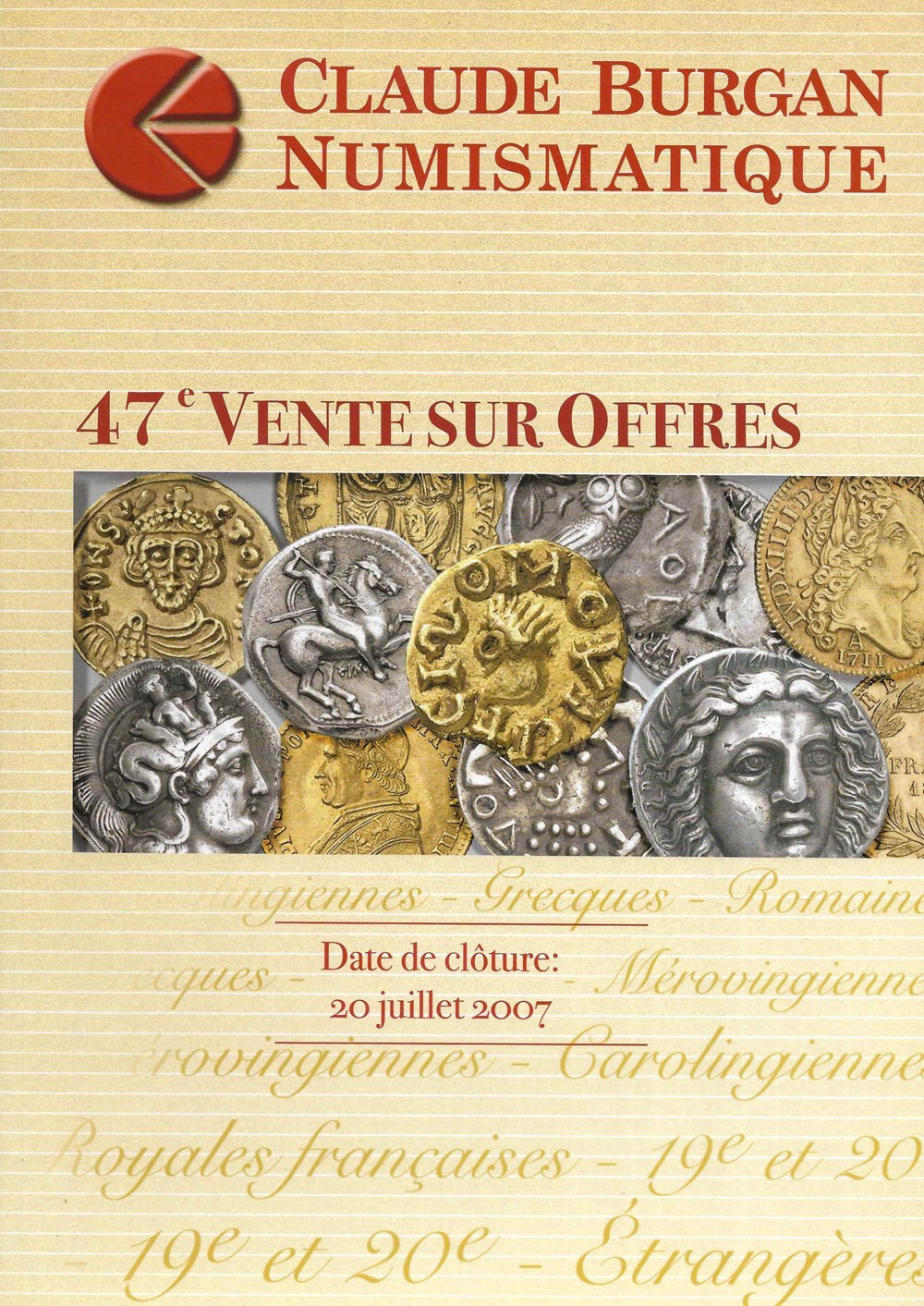 2007 - Vente sur offres monnaies livres ouvrages ventes 2007 vente sur offres