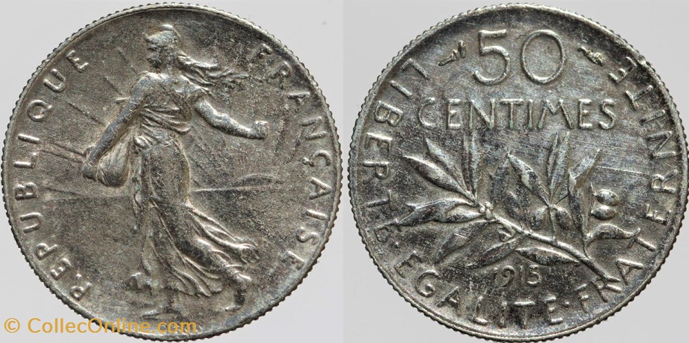 monnaies monde france f 190 roty 50 c 1915