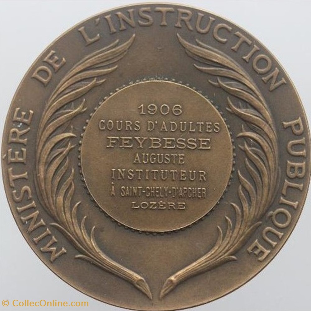1906 - Instruction Publique 3 medailles france 1906 instruction publique
