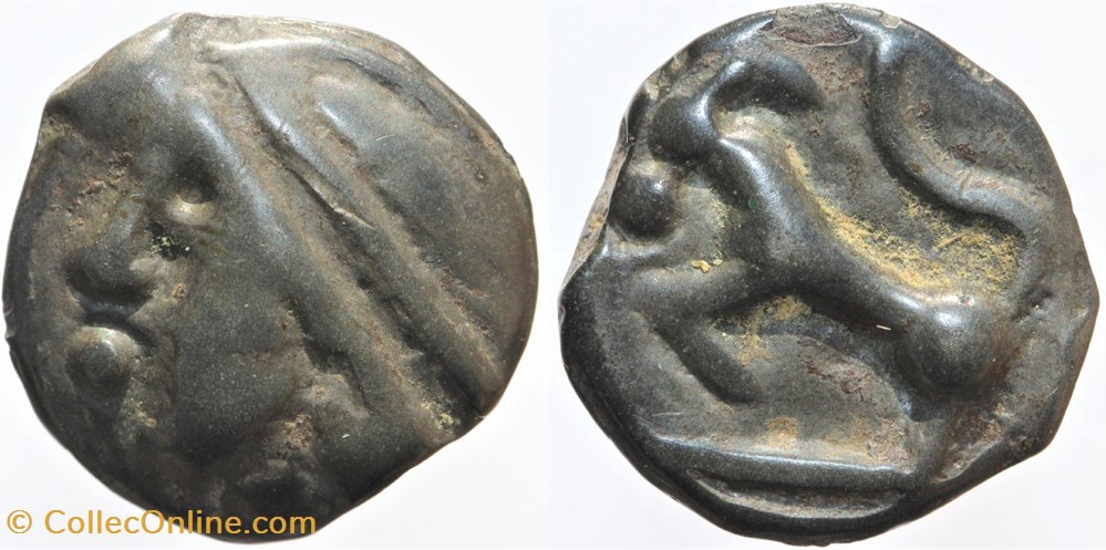 Séquanes - Potin à la grosse tête monnaies antiques av jc ap celtes sequanes potin a la grosse tete