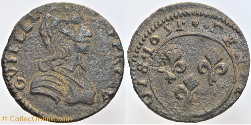 Provence - Orange - Guillaume IX de Nassau - Denier tournois monnaies france feodales provence orange guillaume ix de nassau denier tournois