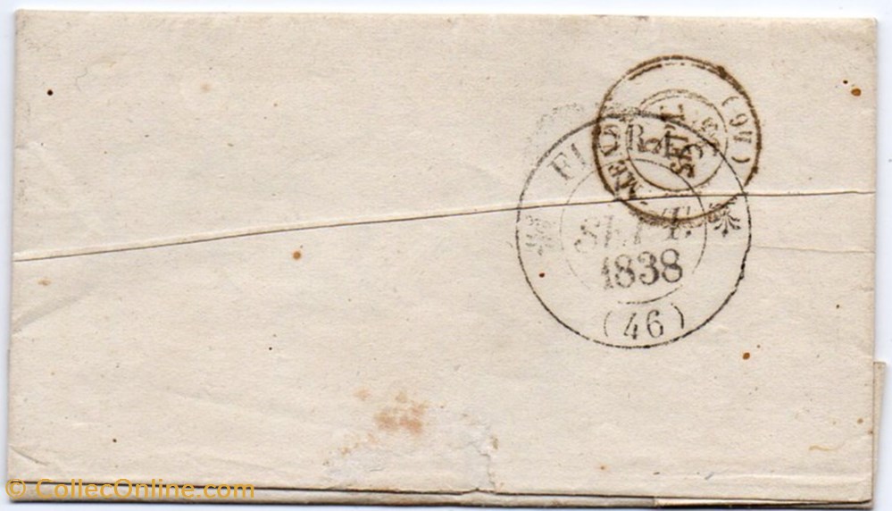 1838 - Cachet type 12 - + décime rural documents anciens marques postales europe 1838 cachet type 12 decime rural