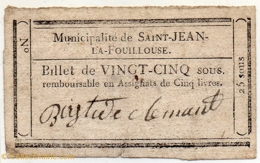 billets europe france billet de confiance st jean la fouillouse lozere 25 sous