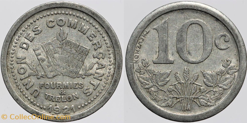59 - Fourmies et Trélon - 10 centimes monnaies monde france 59 fourmies et trelon 10 centimes