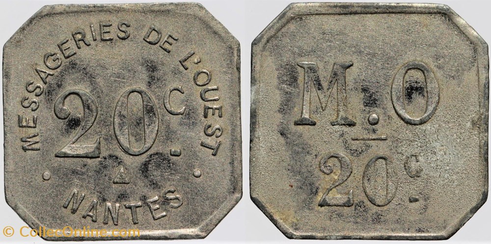 44 - Nantes - Messagerie - 20 centimes monnaies monde france 44 nantes messagerie 20 centimes
