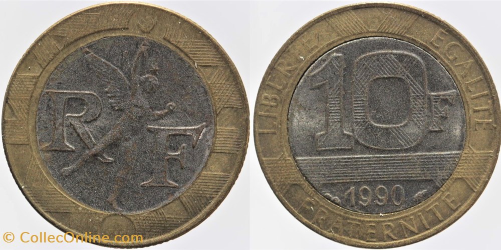 F-375 - Génie - 10 fr. - 1990, fausse monnaies monde france f 375 genie 10 fr 1990 fausse