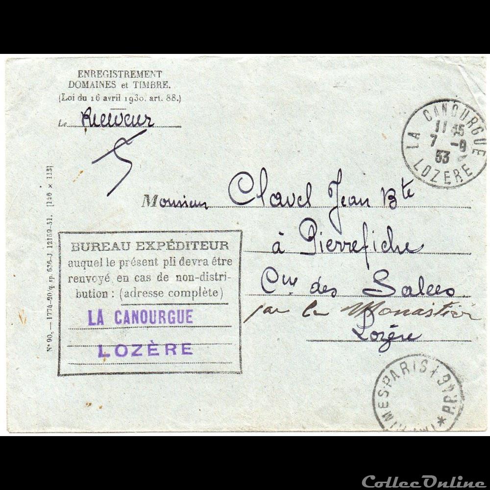 1933 - Cachets type A4 marque postale europe france 1933 cachets type a4
