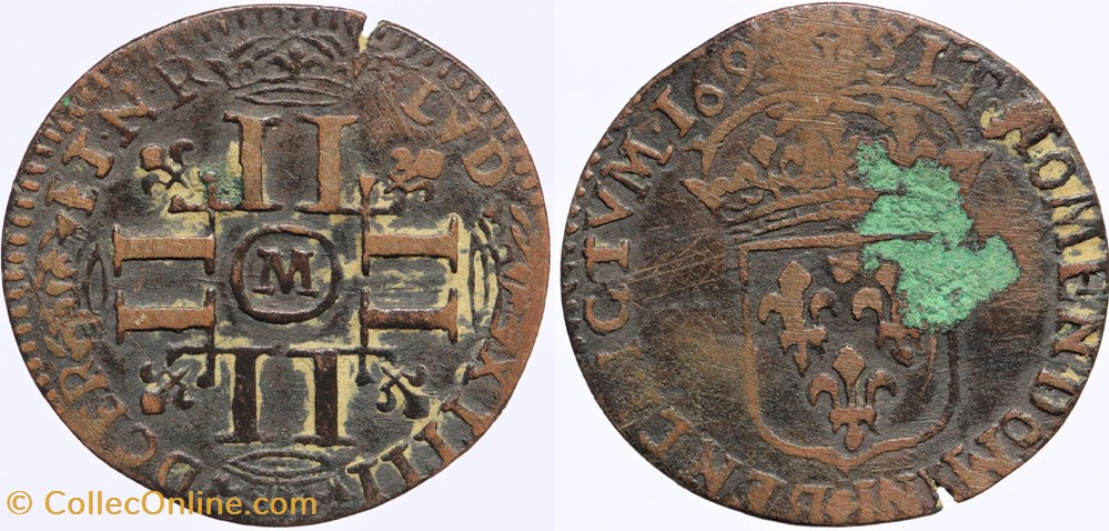 monnaies europe medievale a france royales dy 1581 louis xiv 15 deniers 1693 toulouse