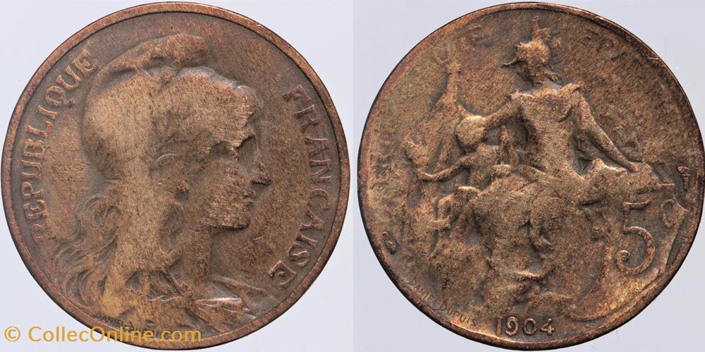 monnaies monde france f 119 dupuis 5 c 1904