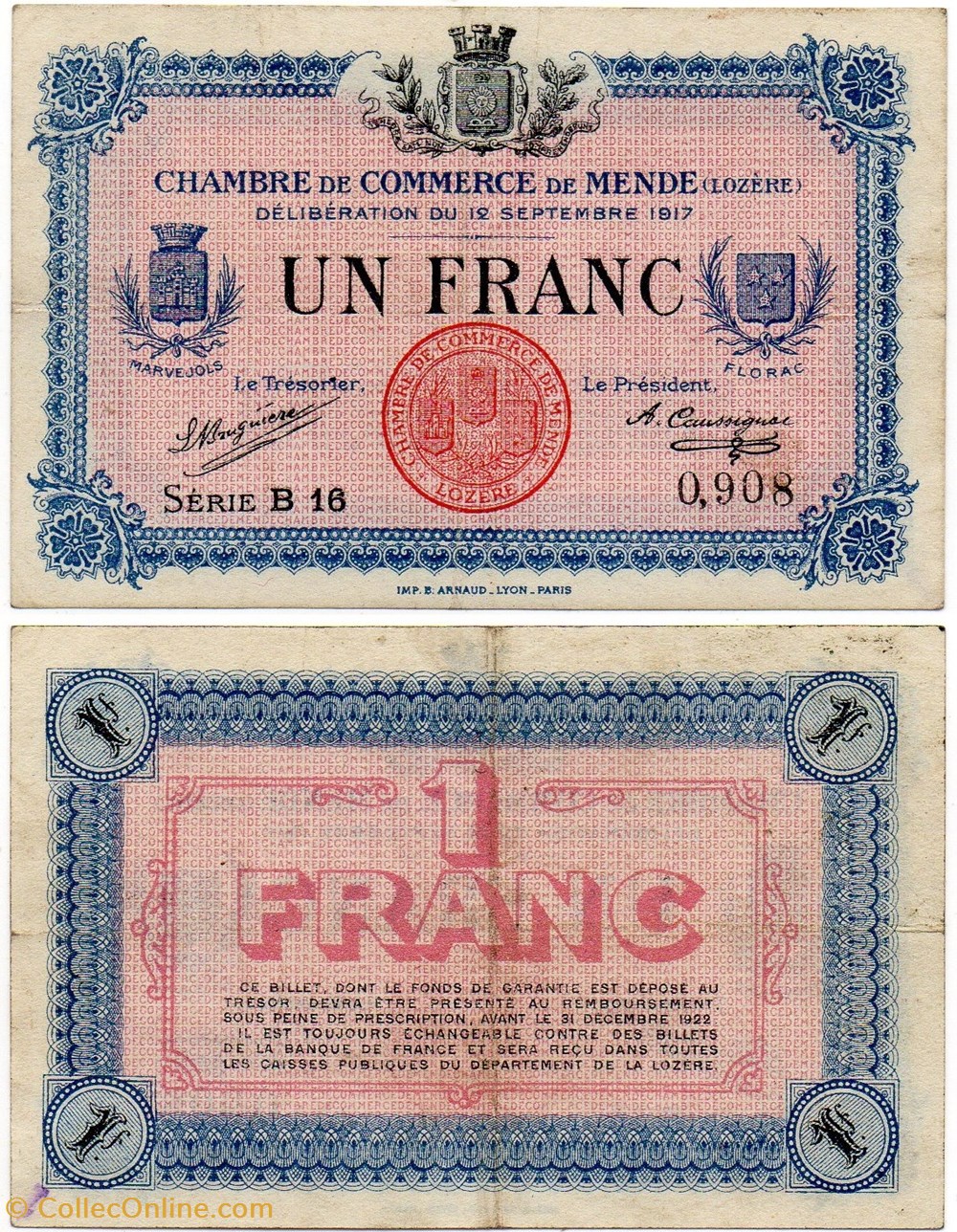 1 franc C.C.M. - Série B16 billets europe france 1 franc c c m serie b16