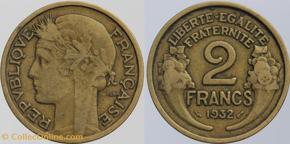monnaies monde france f 268 morlon 2 frs 1932 coin bouche