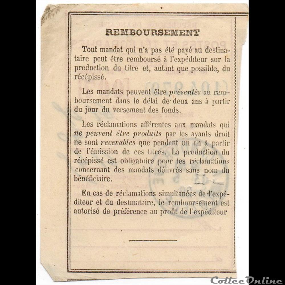 1929 - Cachets type A4 sur récépissé marque postale europe france 1929 cachets type a4 sur recepisse