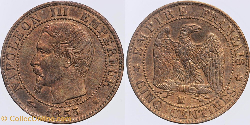 F-116 - Second Empire - 5 centimes - 1855 MA ancre monnaies monde france f 116 second empire 5 centimes 1855 ma ancre