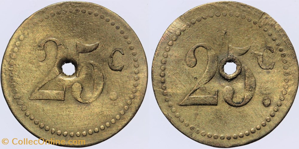 Jeton de 25 centimes monnaies paranumismatique jetons poids jeton de 25 centimes