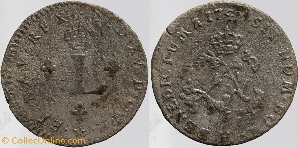 monnaies europe medievale france royales dy 1690 louis xv double sol 1742 la rochelle