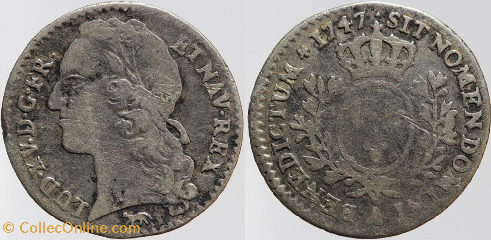 Dy 1683 - Louis XV - 1/10 d'ecu - 1747, Paris monnaies europe medievale france royales dy 1683 louis xv 1 10 ecu 1747 paris