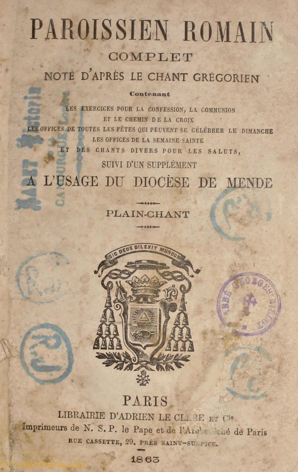 livres bd revues paroissien romain mende lozere 1863