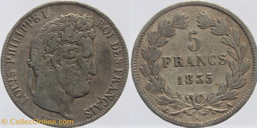 F-324 - Louis Philippe I - 5 francs - 1835 Paris, fausse monnaies monde france f 324 louis philippe i 5 francs 1835 paris fausse