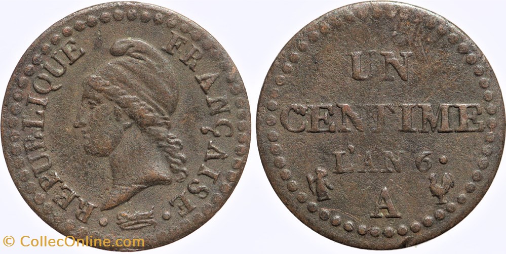F-100 - Directoire - 1 centime - L'AN 6 A monnaies monde france f 100 directoire 1 centime an 6 a