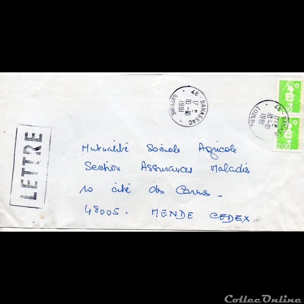 1991 - Type A9, 48 - Banassac marque postale europe france 1991 type a9 48 banassac