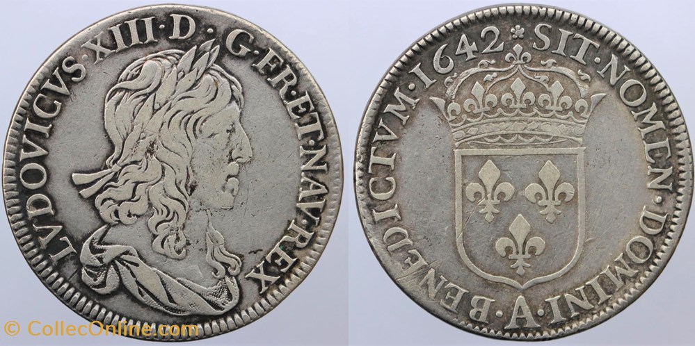 monnaies europe medievale france royales dy 1346 louis xiii 1 2 ecu 1642 paris