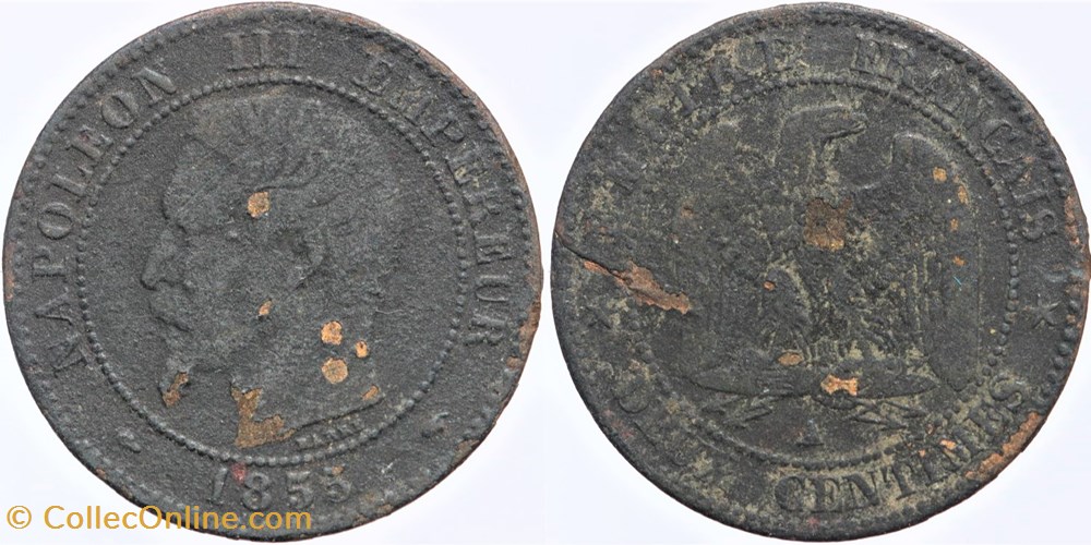F-107 - Second Empire - 2 centimes - 1855 A chien monnaies monde france f 107 second empire 2 centimes 1855 a chien