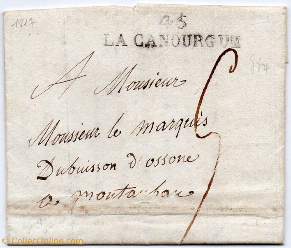 documents anciens marques postales europe 1817 46 la canourgue