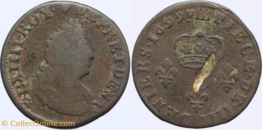 monnaies europe medievale france royales dy 1591 louis xiv 4 deniers 1699 strasbourg
