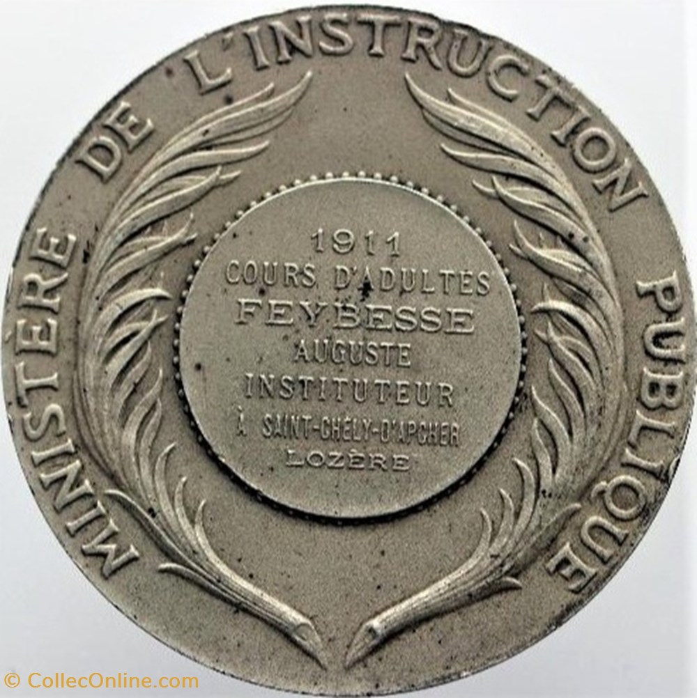 1911 - Instruction Publique 3 medailles france 1911 instruction publique