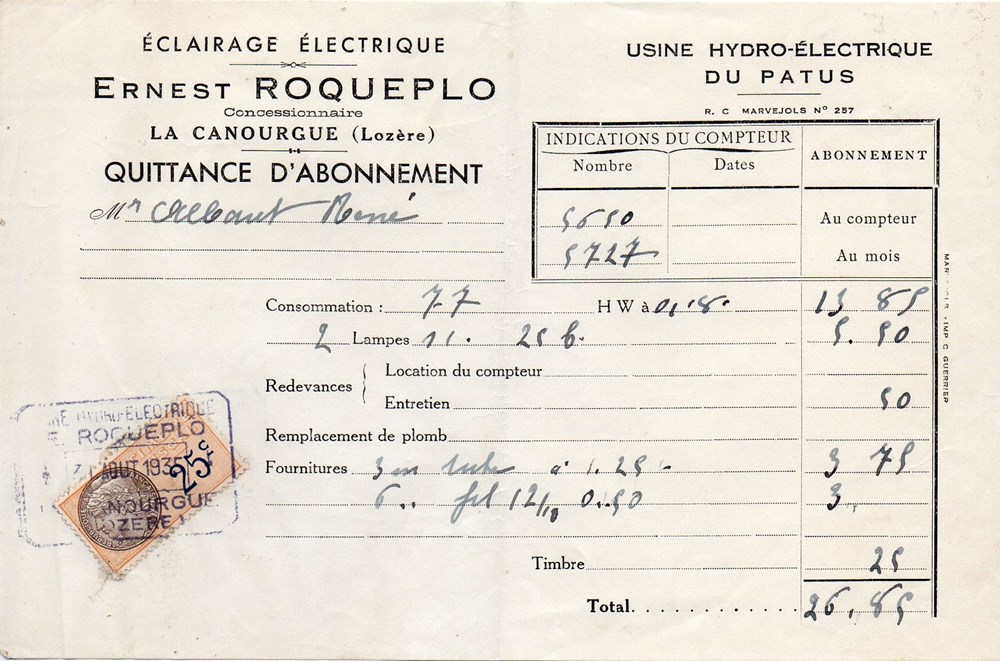 Roqueplo Ernest (1935) documents anciens factures commerciaux roqueplo ernest 1935