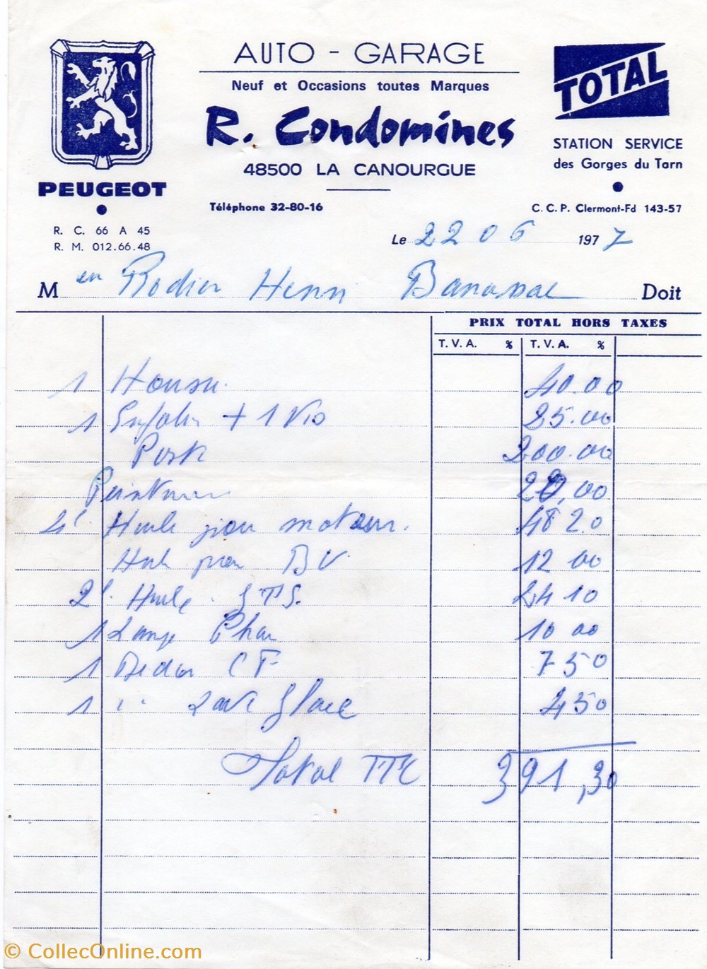 Condomines Roger (1977) documents anciens factures commerciaux condomines roger 1977