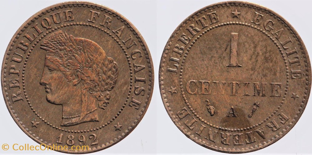 F-104 - Troisième République - Cérès - 1 c. - 1892 A monnaies monde france f 104 troisieme republique ceres 1 c 1892 a