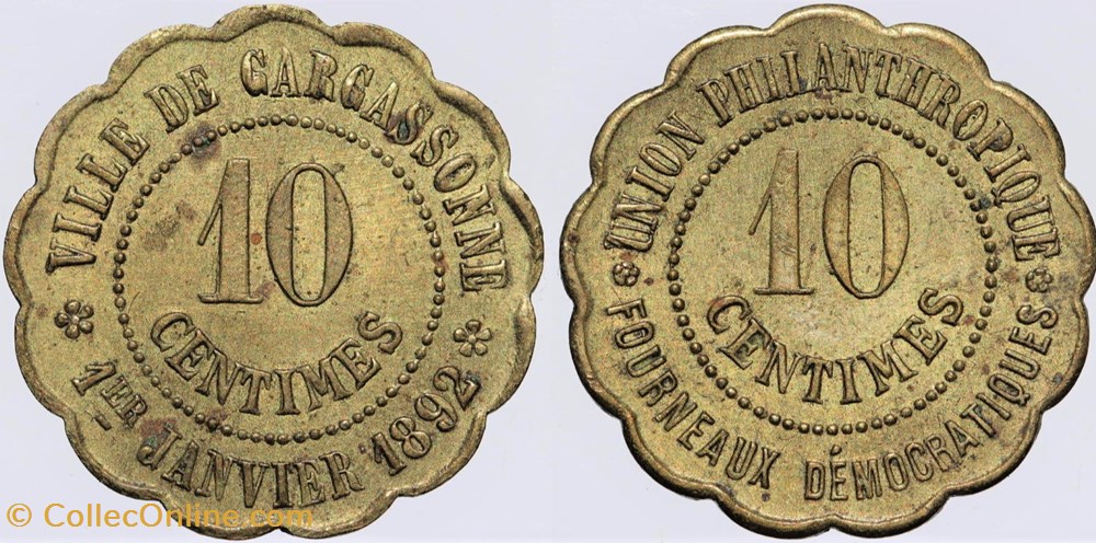 11 - Carcassonne - 10 centimes monnaies monde france 11 carcassonne 10 centimes