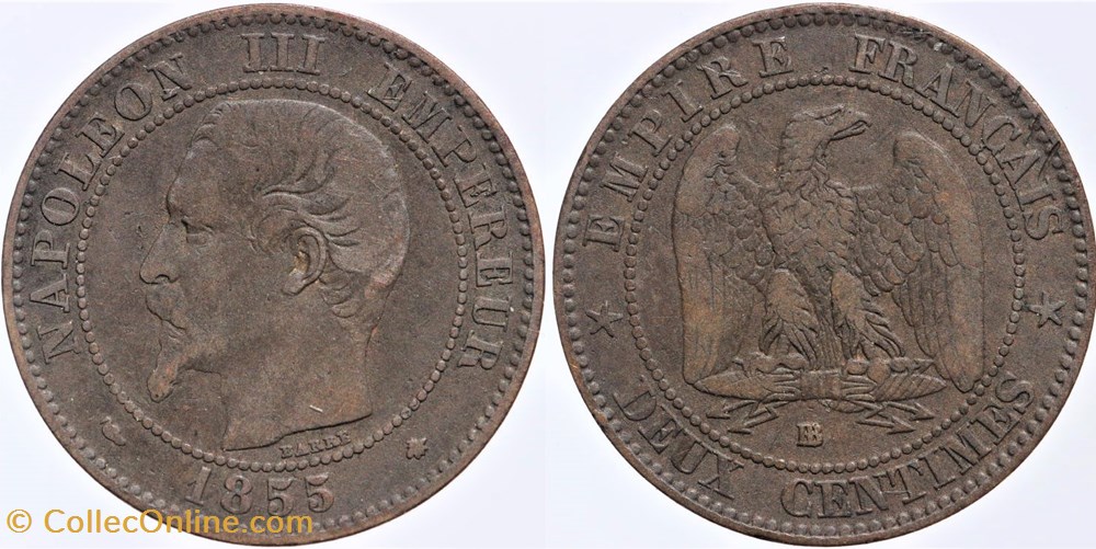 monnaies monde france f 107 second empire 2 centimes 1855 bb chien