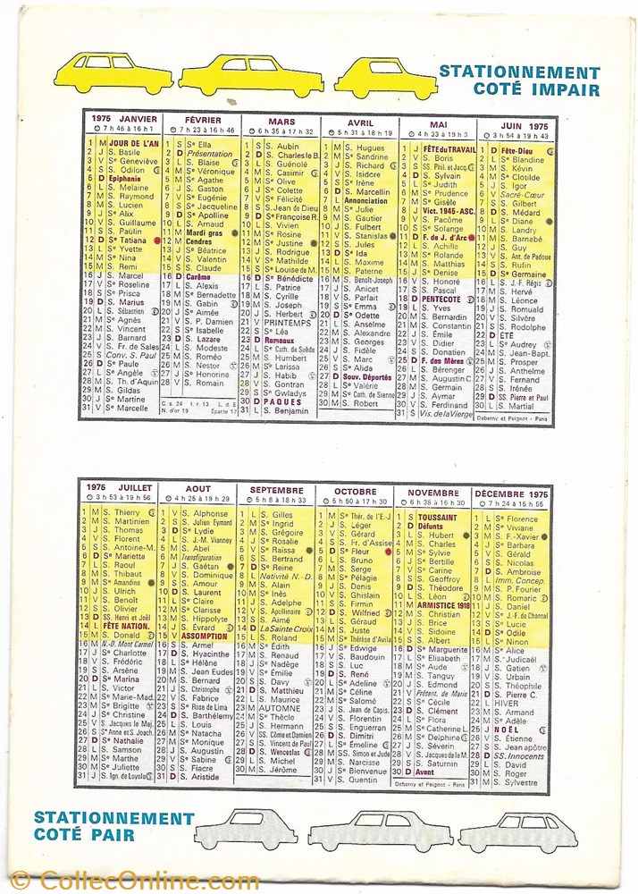 1975 - Calendrier documents anciens calendriers 1975 calendrier