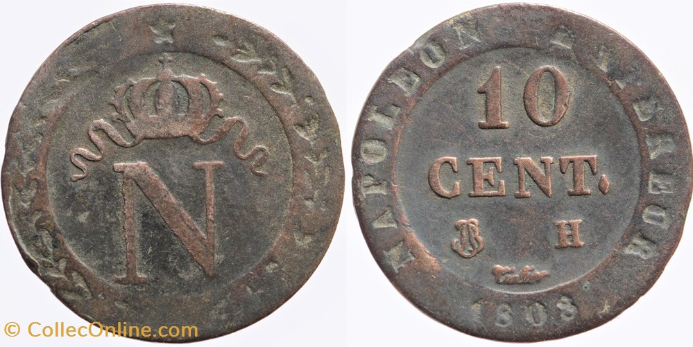 F-130 - Premier Empire - 10 centimes - 1808 H monnaies monde france f 130 premier empire 10 centimes 1808 h