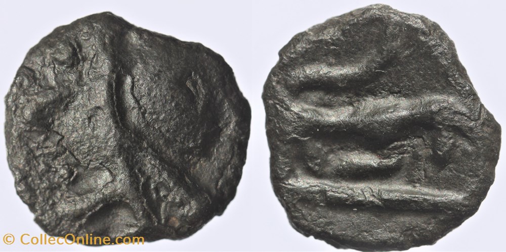 Bituriges Cubes - Potin au taureau chargeant monnaies antiques av jc ap celtes bituriges cubes potin au taureau chargeant