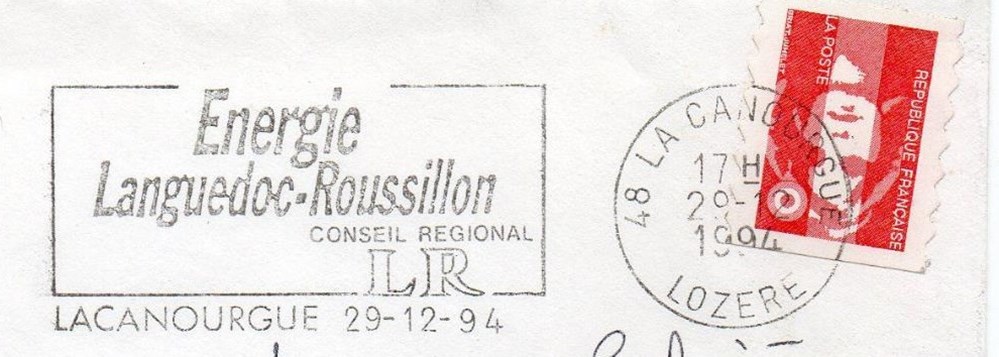 1994 - La Canourgue / Energie Languedoc-Roussillon documents anciens marques postales europe 1994 la canourgue energie languedoc roussillon